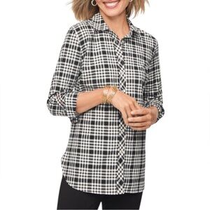 Talbots Black and White Checkered Button-Down Shirt